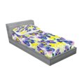 thumbnail image 2 of Ambesonne Flower Fitted Sheet & Pillow Sham Set, Butterfly Violet Field, Twin, Yellow Purple, 2 of 2