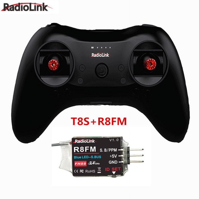 Télécommande RC 8CH T8S Émetteur 2.4G avec Récepteur R8EF Ou R8FM Poignée pour Quad Drone Avion Voiture T8S+R8FM Accélérateur à Gauche