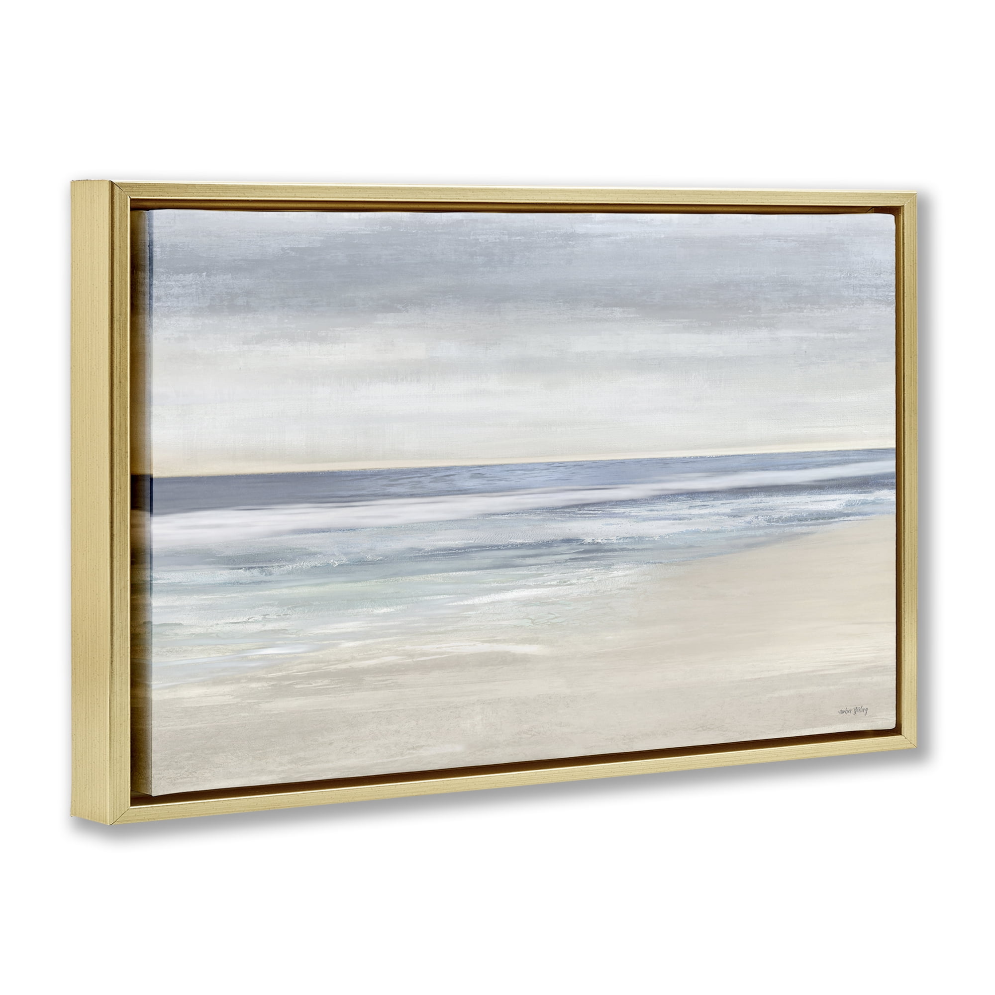 Stupell Industries Subtle Beach Ombre Landscape & Nature Painting Gold Floater Framed Canvas Art Print Wall Art, 25 x 17