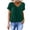 Green, variant on Elegant Pleated V-Neck Top Women's Short Sleeve Loose Fit Blouse with Ruched Neckline Casual Solid Color Shirt for Daily and Dating Wear