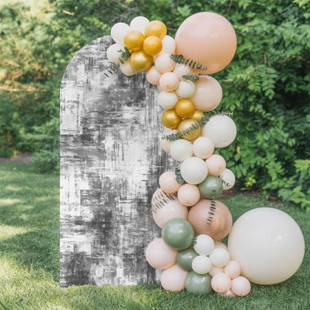 Black White Arch Backdrop Cover 4 FT Modern Abstract Gradient Black White Geometric Texture Wedding Arch Cover Stretchy Backdrop Stands Covers for Birthday Party Ceremony Banquet Decor