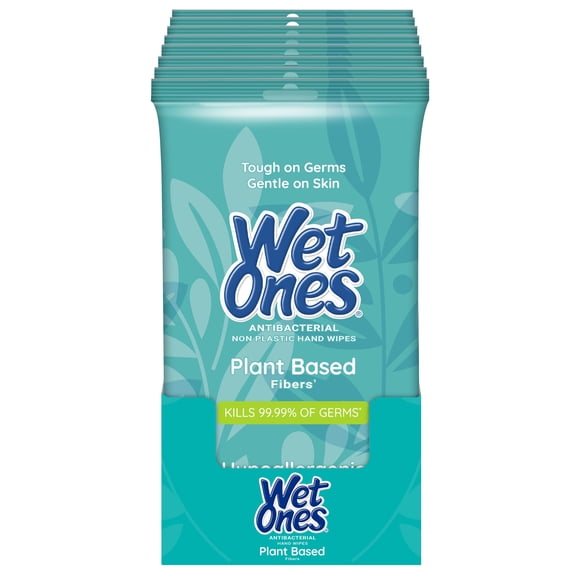 Wet Ones Plant-Based Antibacterial Hand Wipes Travel Pack, 20ct (Pack of 1)