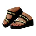 thumbnail image 3 of DAFEI Casual Slope Heel Thick Bottom Slippers Open Toe Fashion Flip Flops Flower Decoration Beach Slippers, 3 of 8
