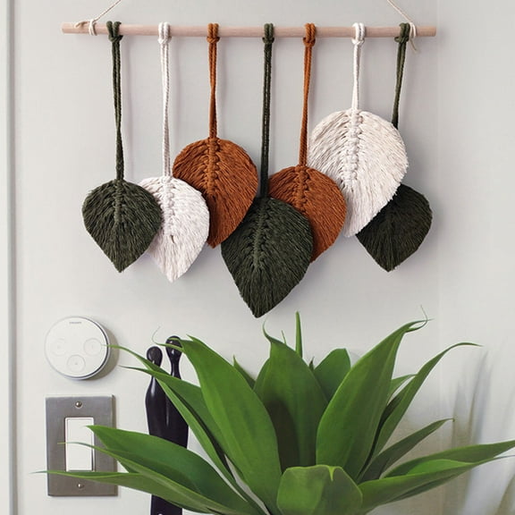 UPOUART Macrame Leaf Wall Hanging Multi Colored Cotton 1Pcs 15.7x19.3in