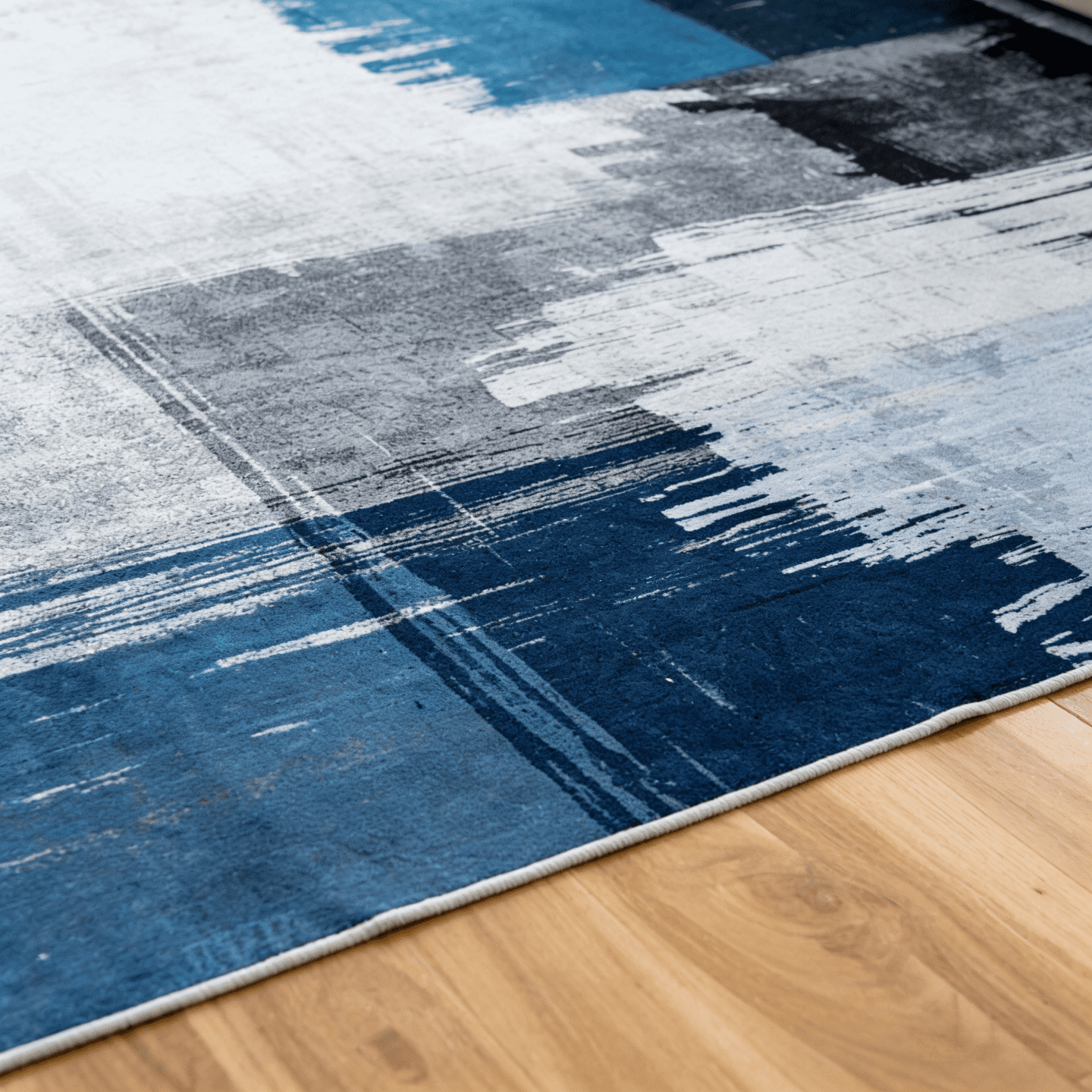 Orhopui Washable Area Rug for Living Room Blue+Gray, 4'x6' Non-Slip Neutral Abstract Indoor Rug - Soft Low Pile & Stain Resistant Carpet for Bedroom, Office, Dining Room, Nursery & Kitchen
