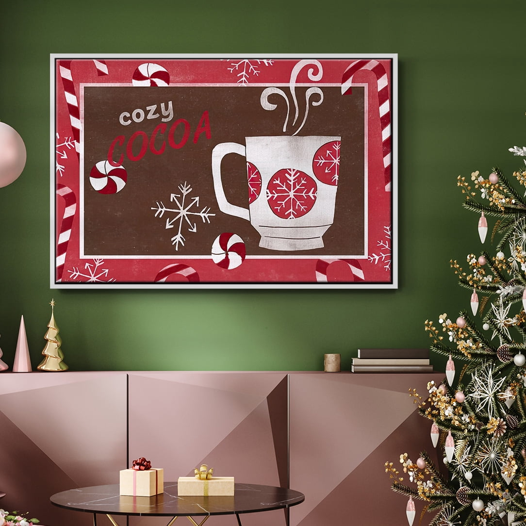 Cozy Cocoa Christmas Collection A - Framed Gallery Wrapped Holiday Canvas - 25 x 37 - White Frame