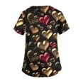 thumbnail image 5 of Valentines Day Scrub Tops Women Plus Size Hoilday Short Sleeve Cute Valentine Love Printed Scrub Shirts Loose V Neck Scrubs Nursing Workwear Medical Nurse Uniform with Pockets Black XL, 5 of 5