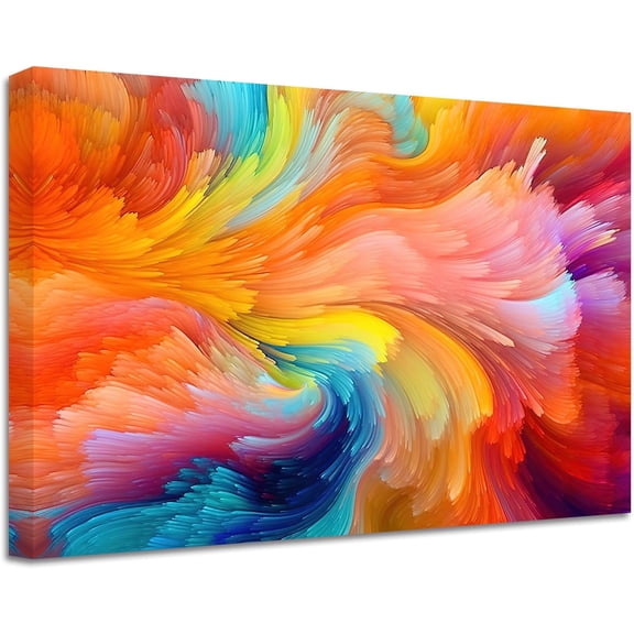 ZHONGYUTONG Abstract Wall Decor Red Yellow Blue Painting Prints Abstract Colorful Color Texture Canvas Picture Modern Home Decor Artwork Framed (12.00" x 18.00")