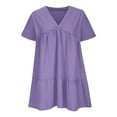 thumbnail image 3 of Maplenight Womens Summer Dress Casual V-Neck Short Sleeve Mini Shift Dress, 3 of 5