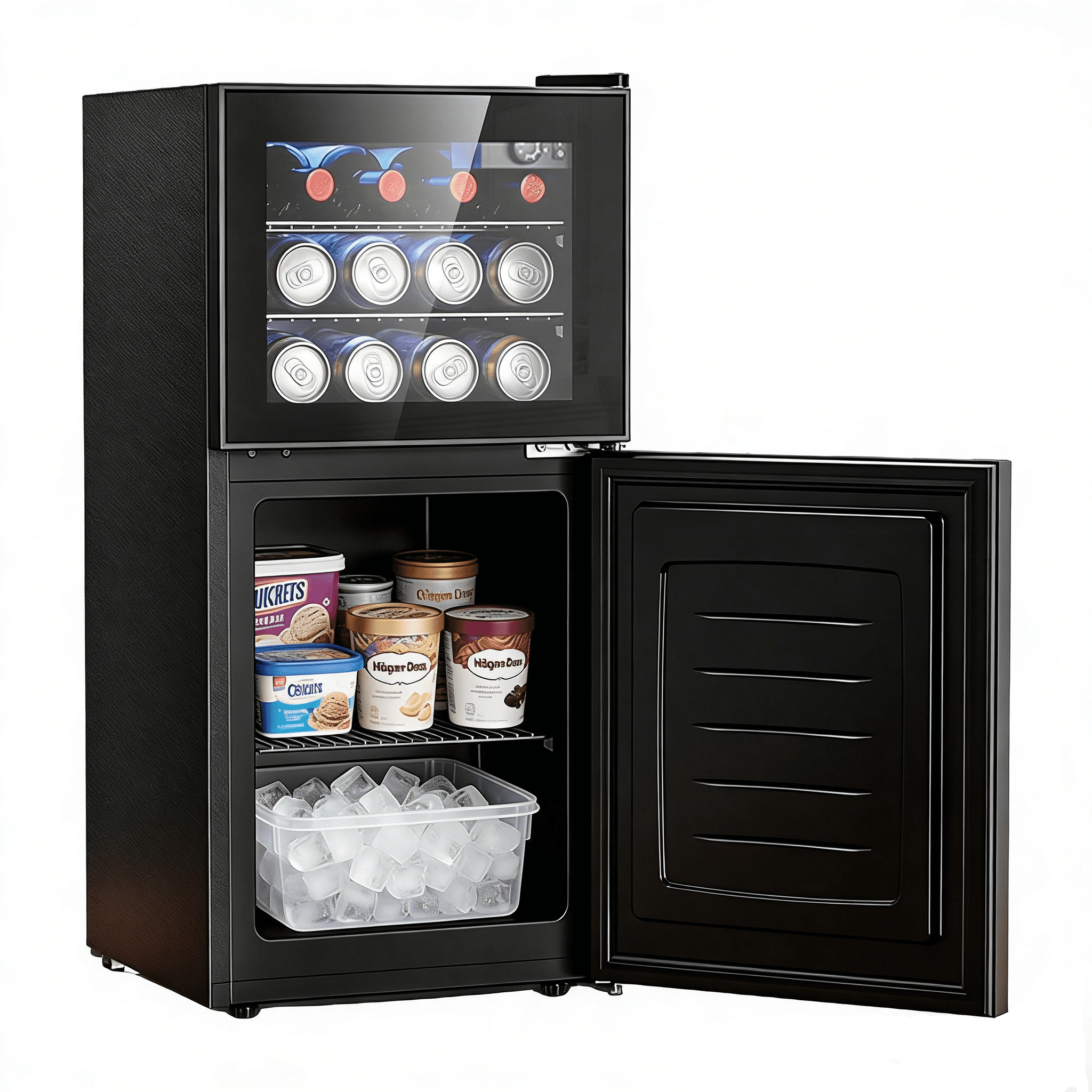 Auseo 2.6 Cu.ft Beverage Refrigerator with Freezer,2-Door Freestanding Small Refrigerator,Mini Fridge for Bedroom/Home/Office
