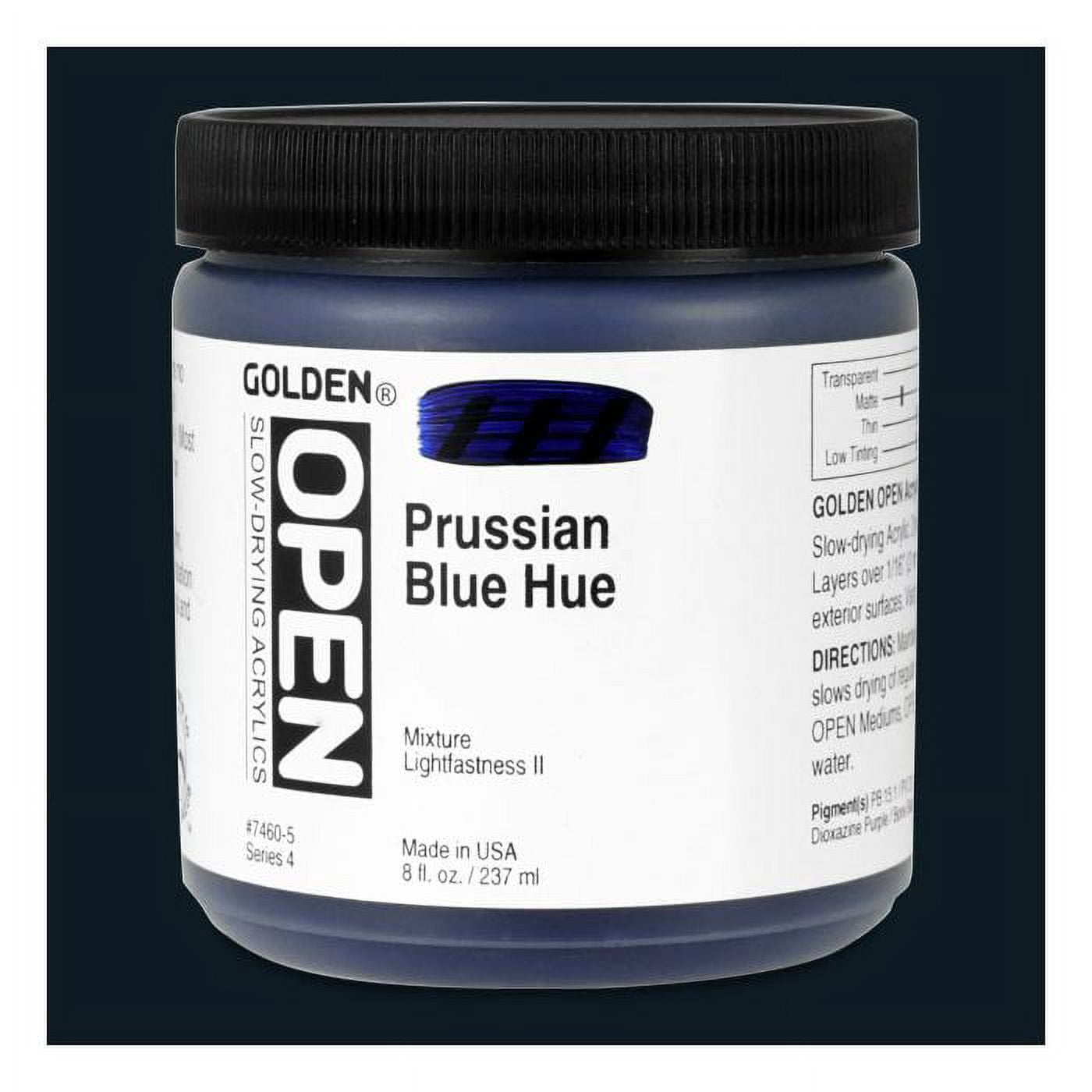 Golden Heavy Body Artist Acrylics - Prussian Blue Hue, 8 oz Jar