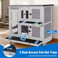 thumbnail image 3 of Suumerpety Rabbit Hutch with Wheels, Two Story Indoor Bunny Cage Outdoor Guinea Pig Cage with 2 Deep No-Leak Plastic Trays & Easy Mobility, 3 of 12