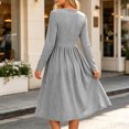 thumbnail image 3 of Livrdious Fall Dresses for Women Long Sleeve A Line Striped Dress Womens Casual Midi Flowy Dresses, 3 of 6