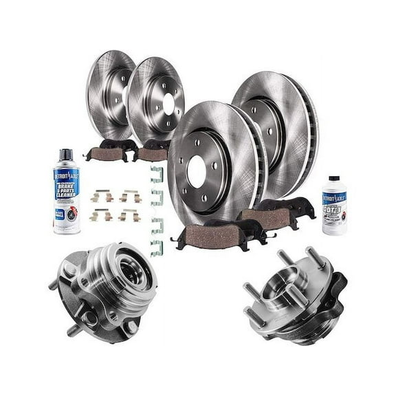 Front and Rear Brake Pad and Rotor and Wheel Hub Kit - Compatible with 2007 - 2013 Nissan Altima Coupe 2.5L 4-Cylinder 2008 2009 2010 2011 2012
