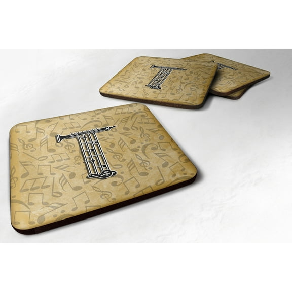 Letter T Musical Instrument Alphabet Foam Coaster Set of 4