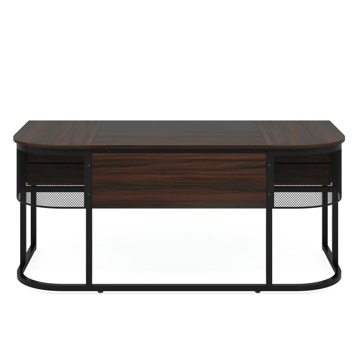 Demi Bonn 63" Executive Computer Desk with 4 Drawers, Modern Study Writing Gaming Table for Home Office, Brown