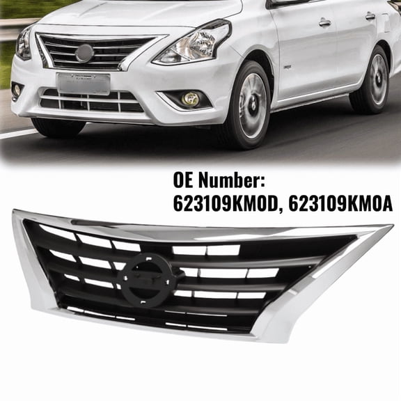Chrome With Black Front Grille Upper Bumper Grill For Nissan Versa 2015-2019