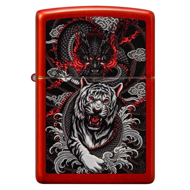 Zippo Dragon Tiger Design Metallic Red Pocket Lighter - Walmart.com