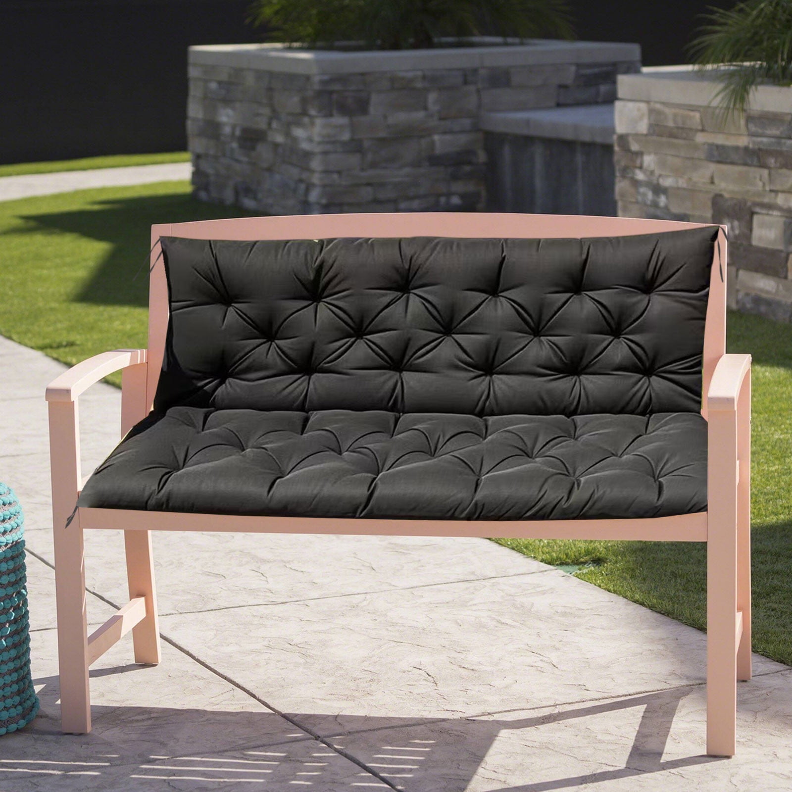YOTQUSKI Outdoor Swing Cushions,Waterproof Swing Cushions 3 Seater Replacement with Backrest,Outdoor Thickened Bench Cushion with Ties for Porch,Patio,Backyard,Garden and Lawn