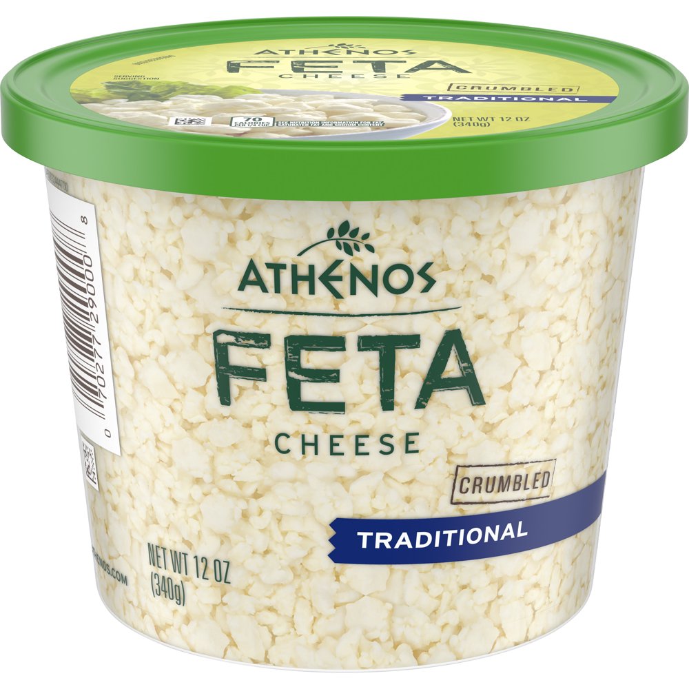 Athenos Traditional Crumbled Feta Cheese, 12 oz Tub