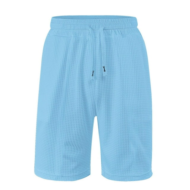 Plebaso Mens Casual Shorts Drawstring Loose Summer Shorts Solid Color Breathable Beach Vacation Shorts