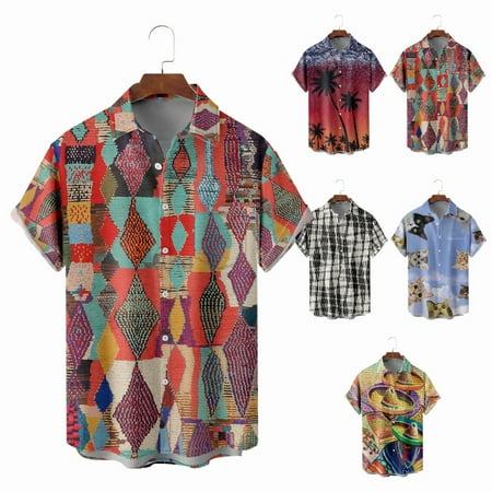 

Big Men s Beach Button Down Shirts Tropical Relaxed-Fit Bowling Shirts For Men