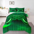 thumbnail image 1 of Erosebridal Green Gamepad Comforter Sets King Size, Gradient Geometry Comforters & Duvets, Gaming Sports Decor, Reversible 3pcs, 1 of 7