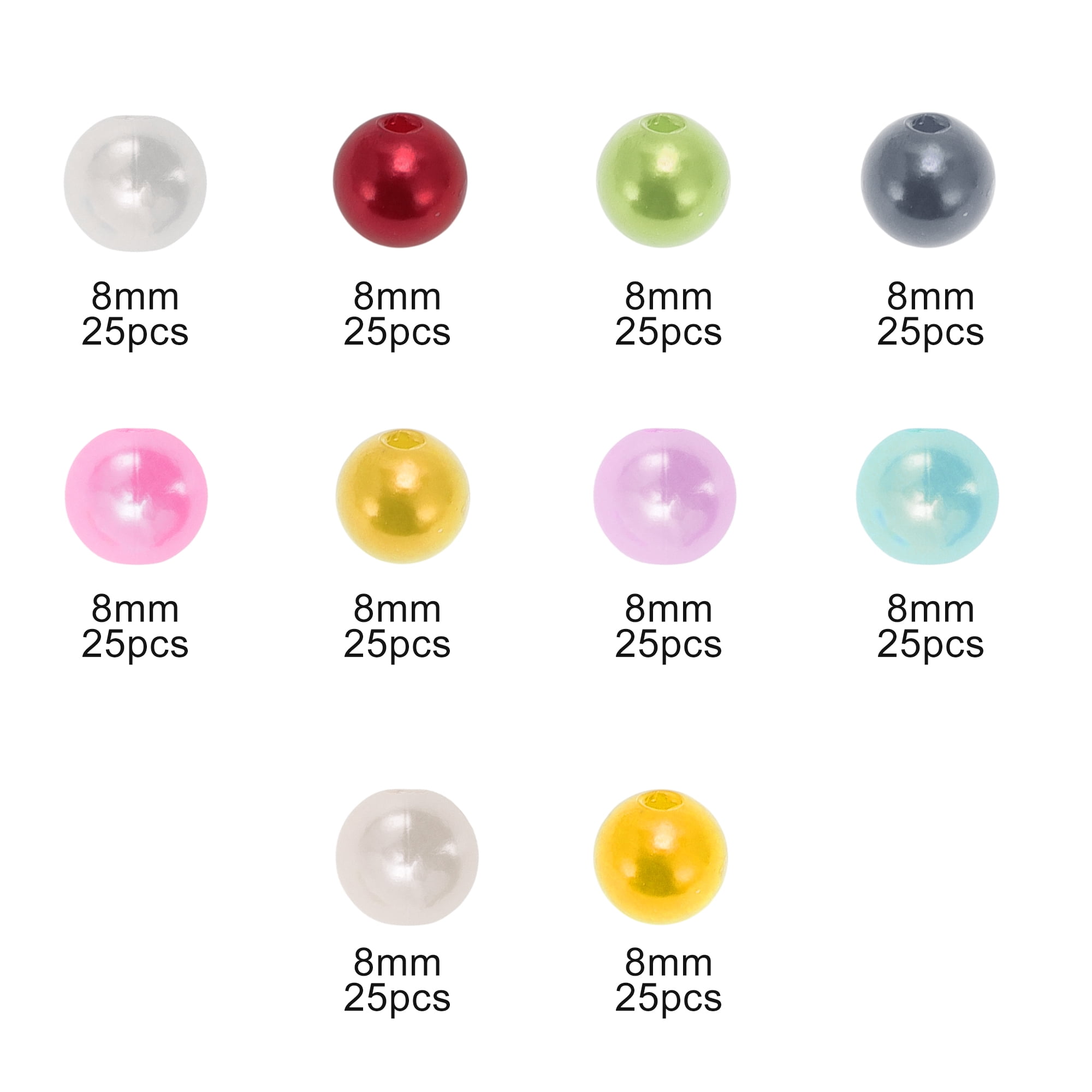 Unique Bargains 250 Pcs 8mm Round ABS Beads for Bracelets Jewelry Making Assorted Color
