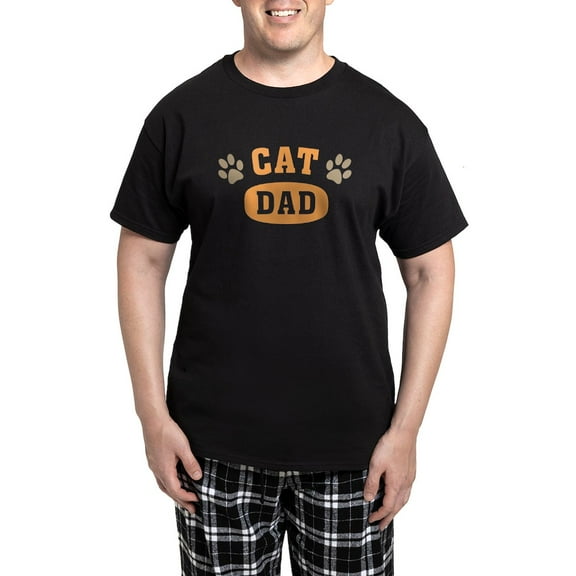 CafePress - Cat Dad Men's Dark Pajamas - Men's Dark Loose Fit Cotton Pajama Set