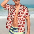 thumbnail image 5 of Lsque Tomatoes pattern Hawaiian Shirt for Men, Unisex Summer Beach Casual Short Sleeve Button Down Shirts-Large, 5 of 9