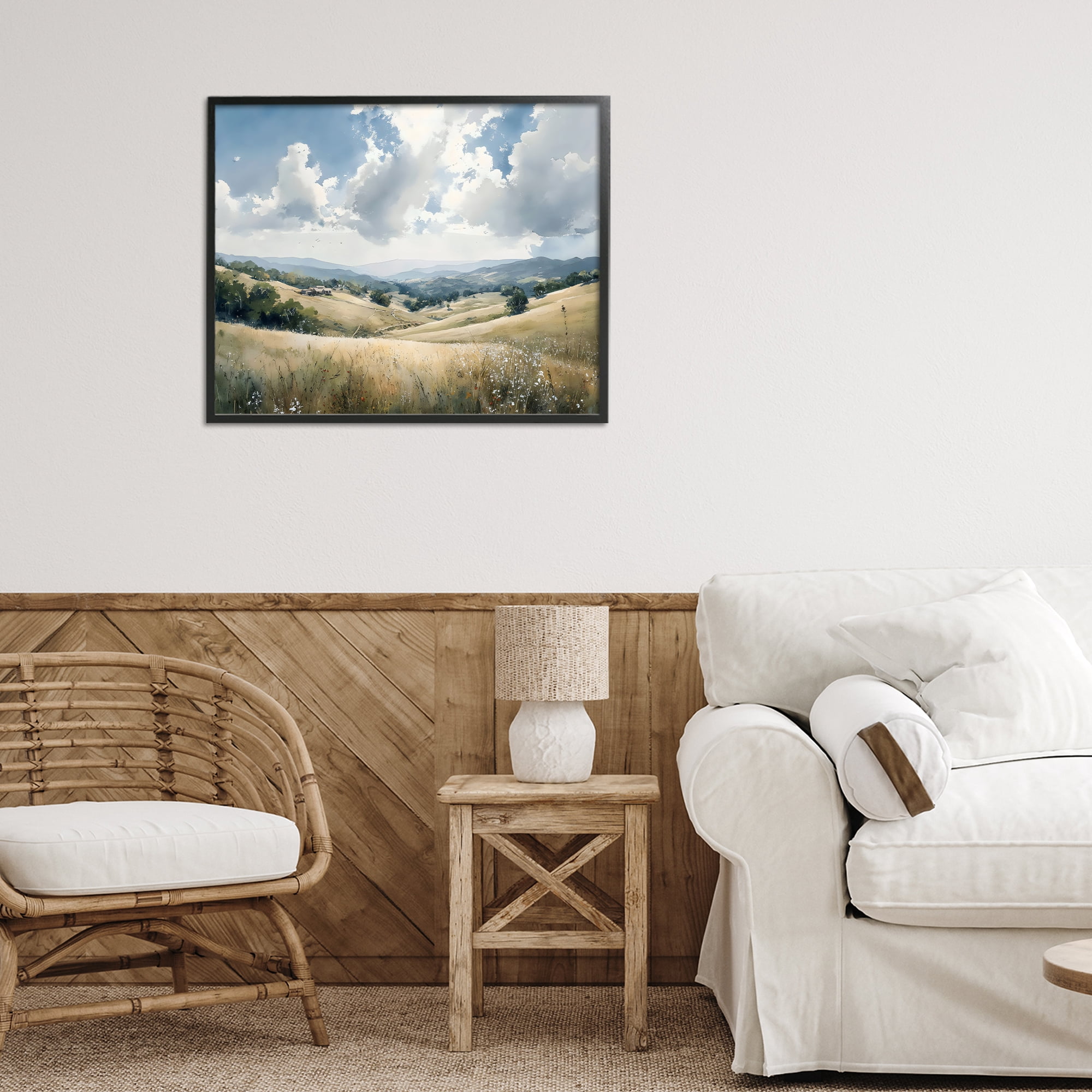 Stupell Industries Distant Hill House in Meadow Black Framed Giclee Art, design by Franklyn Gregory