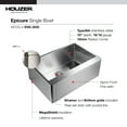 thumbnail image 4 of Houzer Epicure 30 in Stainless Steel Apron Front Farmhouse Single Bowl Kitchen Sink with Strainer and Grid - ENS-3020, 4 of 7