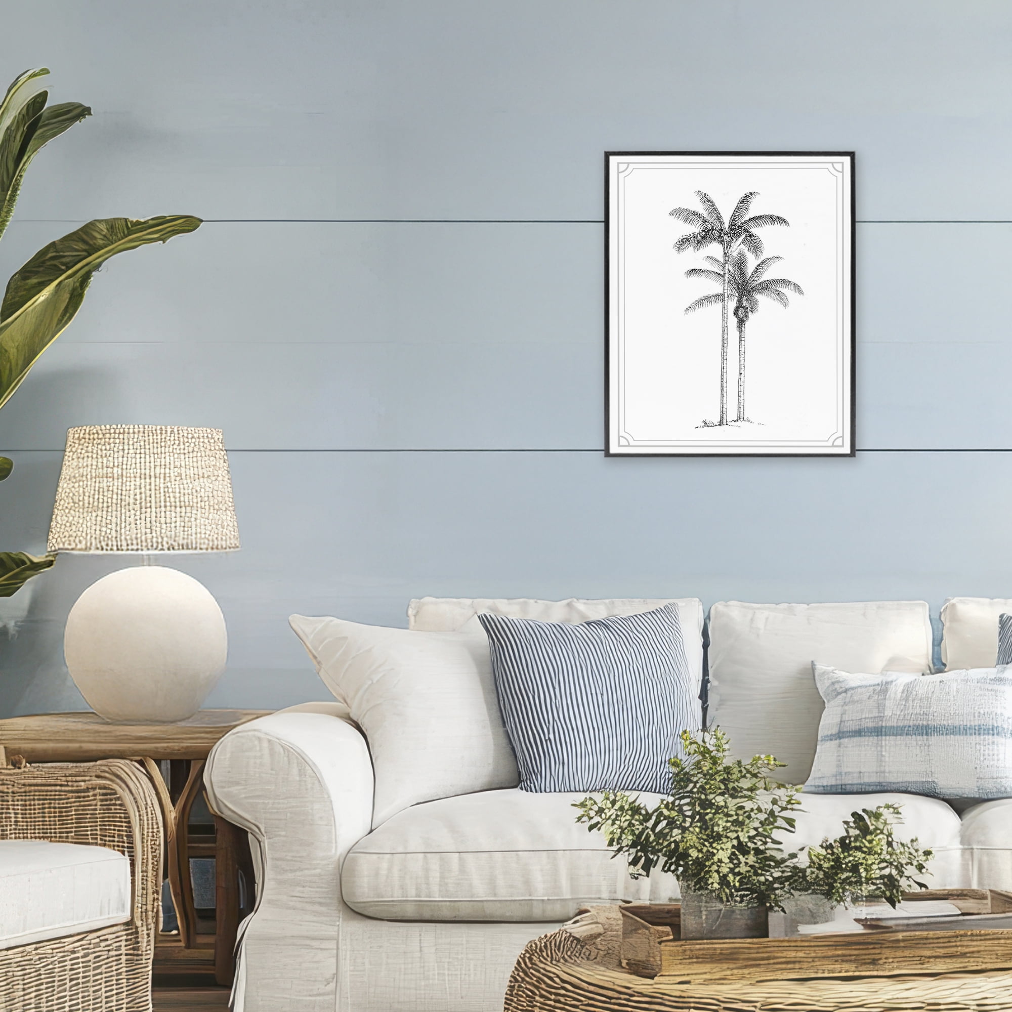Vintage Simple Palm Tree Black Framed Giclee Art, design by Lettered and Lined