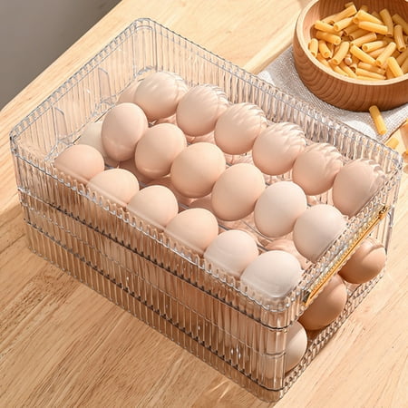 

Up to 60% Off Large Capacity Eggs Storage Box Rolling Fresh Eggs Box Eggs Storage Tray Can Be Stacked Double Layer Automatic Replenishment Clearance Sale