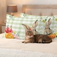 thumbnail image 3 of Easter Rabbit Pillow Covers 2 Pack Spring Red Orange Pink Floral Leaf Plant Green Buffalo Plaid Pillowcase Waterproof Outdoor Throw Pillow Cover for Patio Balcony Rectangular Cushion 20”x12”, 3 of 9