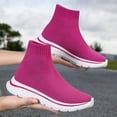 thumbnail image 5 of gzxflxpge Women High‑Top Sock Sneakers, Stretch Knit Slip‑On Walking Shoes, Lightweight Cushioned Casual Fashion Shoes for Daily Sports & Outdoor Activities Hot Pink 6.5（CN-37）, 5 of 5