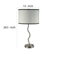 thumbnail image 5 of 29 Inch Round Drum Shade Table Lamp, Curved Tubular Frame, Silver- Saltoro Sherpi, 5 of 5