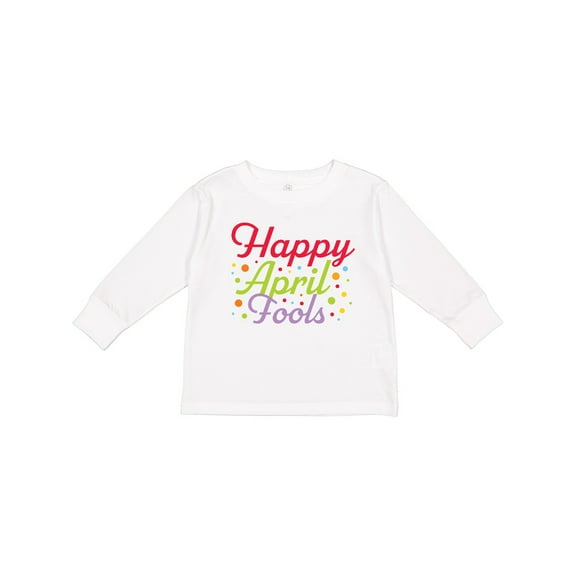 Inktastic Happy April Fools with Colorful Dots Boys or Girls Long Sleeve Toddler T-Shirt