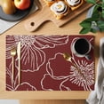 thumbnail image 2 of Red Flowers Placemats Set of 6, Spring Floral Botanical Modern Art Placemats for Dining Table, Place Mats for Kitchen Tabletop, Waterproof Wipeable Dining Table Mats Set, 2 of 9
