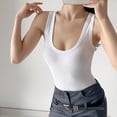 thumbnail image 6 of Women Sleeveless Tops Dgankt Women's Sleeveless Solid Color Elastic Slim Vest Sleeveless Round Neck Top, 6 of 8