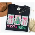 thumbnail image 3 of Merry & Bright Pastel T-Shirt | Cute Pink Christmas Tree and Ribbon Graphic Tee, 3 of 7