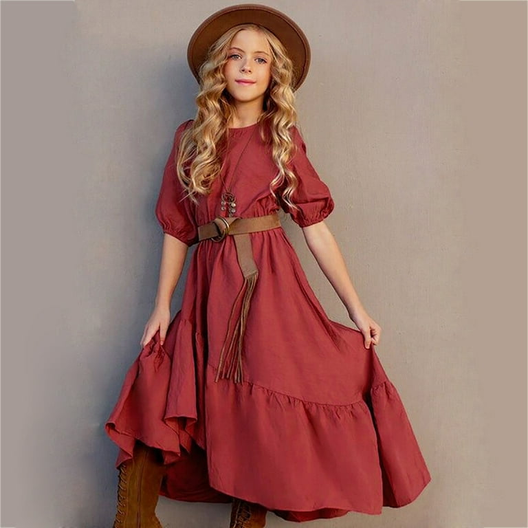 Otqutp Kids Formal Casual Dresses Toddler Baby Girls Spring Summer Solid Ruffle Short Sleeve Princess Dress Performance Dress Holiday Outfits(d-Wine,9-10 Years) - Walmart.com Otqutp Kids Formal Casual Dresses Toddler Baby Girls Spring Summer Solid Ruffle Short Sleeve Princess Dress Performance Dress Holiday Outfits(d-Wine,9-10 Years) - Walmart.com