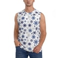 thumbnail image 1 of Fotbe blue Snowflake Prints Men's Camiseta sin Mangas Estampada para Hombres, Playera Casual para Gimnasio, Entrenamiento, Playa-Large, 1 of 7