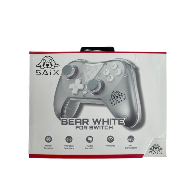 Control Inalámbrico SAIX Bear White para Nintendo Switch – Sticks Antidrift, Sensor de Movimiento y Lector NFC