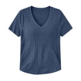 thumbnail image 5 of Naotn Summer Ribbed Tops for Women Fashion Casual V Neck Short Sleeve Shirts Trendy Holiday Tunic Blouses, 5 of 7