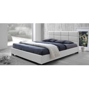 Bowery Hill Modern Faux Leather Upholstered Queen Platform Bed in White