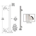 thumbnail image 2 of CRL PR36EBS Brushed Stainless 36" Steel Round Glass Clamp End Post Railing Kit, 2 of 5