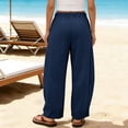 thumbnail image 6 of Hurxie Wide Leg Linen Pants for Women Drawstring Waist Lightweight Summer Pants with Pocket Baggy Cotton Linen Palazzo Pants Navy,L, 6 of 6