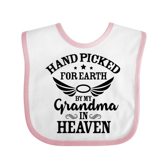 Inktastic Handpicked for Earth by My Grandma in Heaven Angel Wings Boys or Girls Baby Bib