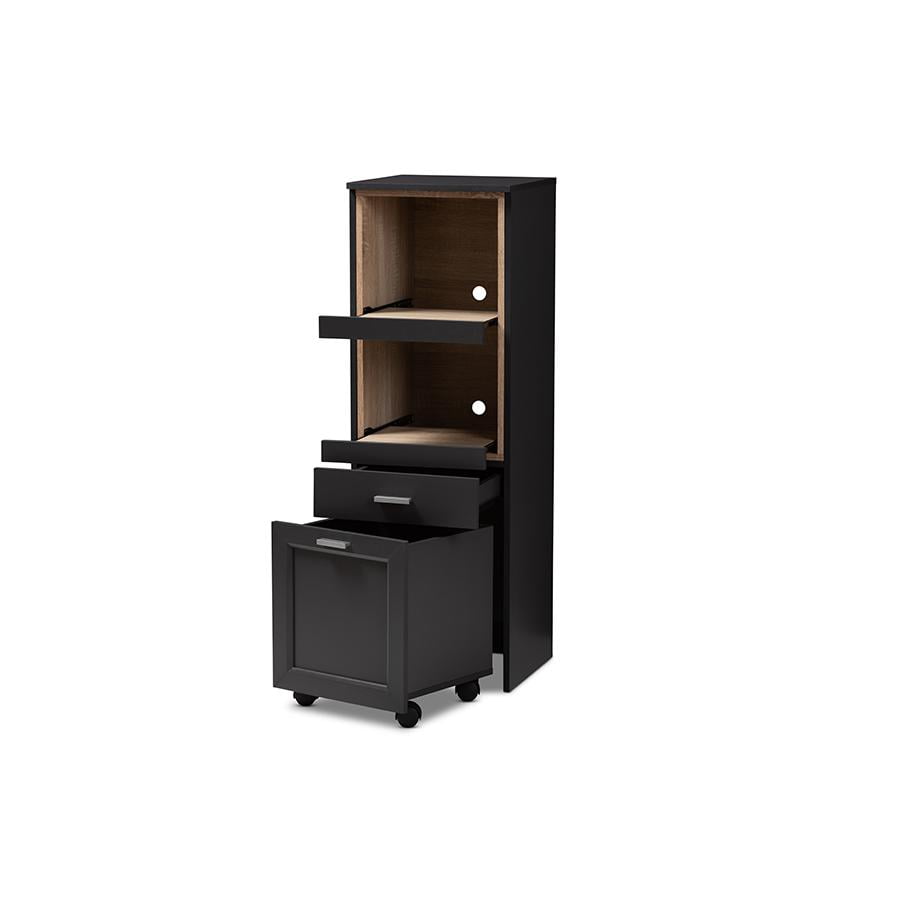 Baxton Studio Fabian Dark Grey and Oak Brown Finished Kitchen Cabinet Baxton Studio Fabian Dark Grey and Oak Brown Finished Kitchen Cabinet